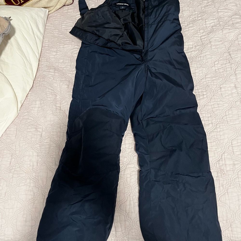 Lands end ski bib perfect size 7 will fit up to  10 shoulder strap expands